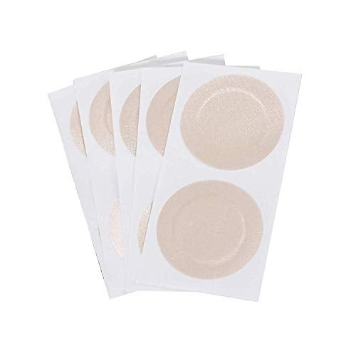 PLUMBURY Unisex Self Adhesive Cotton Ultra Thin Nipple Pasties Cover (Beige) Round Shape, Pack of 5 Pairs - Image 1