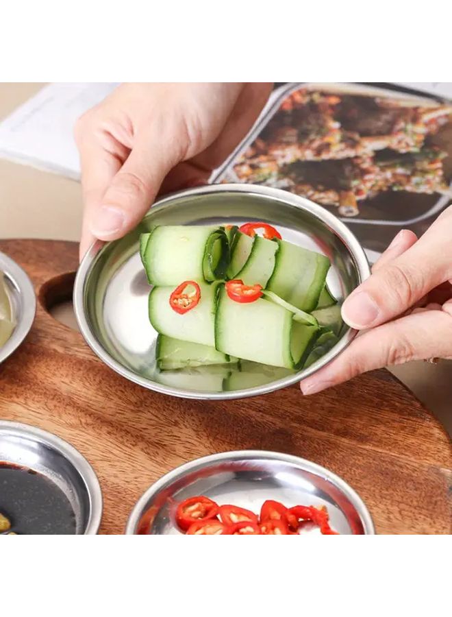 Stainless Steel Condiment Dishes 3.94inch Round Serving Plates For Home - Image 2