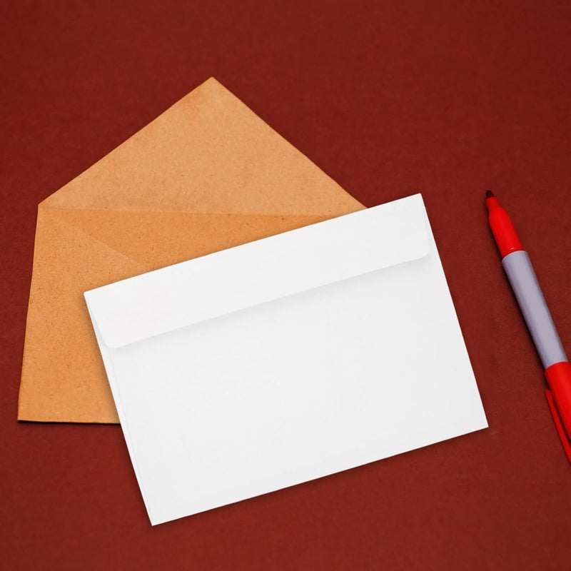 ABOOFAN 50 Pack White Thick Kraft Paper Envelopes Self-sealing Peel and Stick Blank Greeting Card Mailing Envelopes for Photos Invitations and Letters - Image 4