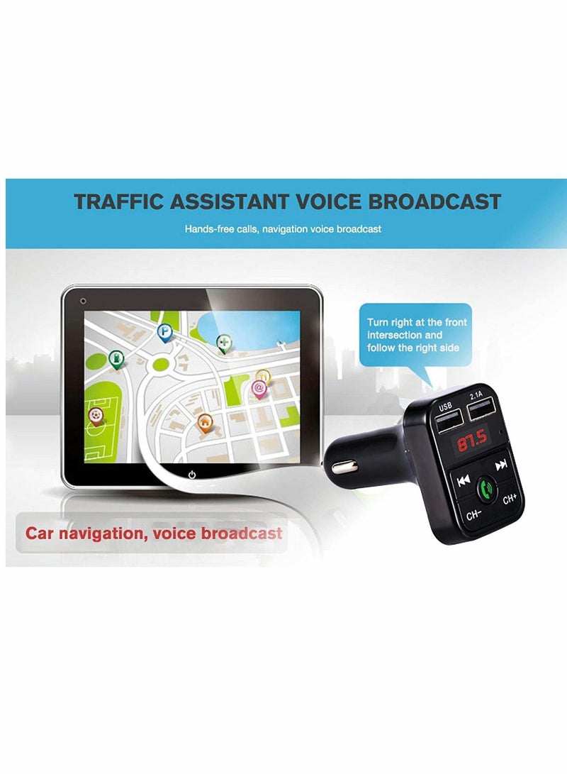 SYOSI Bluetooth, Car Bluetooth, Transmitterfm Transmitter Wireless Bluetooth, Compatible Handsfree Mp3 Audio Music Player, Dual USB Radio Modulator Car Kit, 2.1A Charger (Black) - Image 4