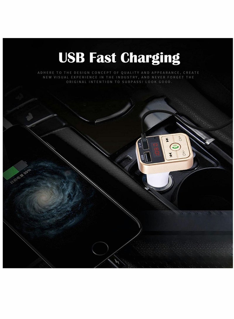 SYOSI Bluetooth, Car Bluetooth, Transmitterfm Transmitter Wireless Bluetooth, Compatible Handsfree Mp3 Audio Music Player, Dual USB Radio Modulator Car Kit, 2.1A Charger (Black) - Image 5