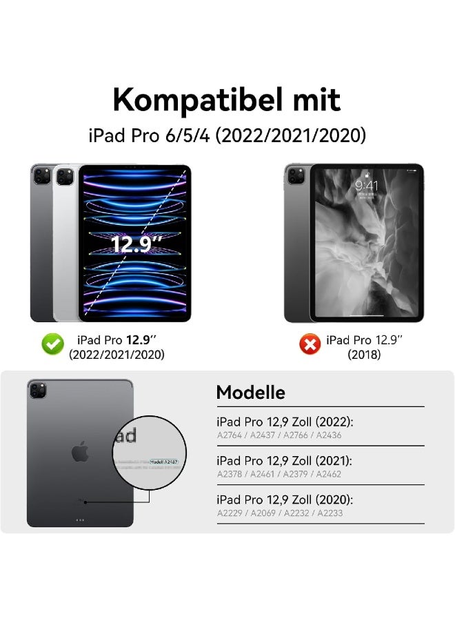 زومي غطاء لجهاز iPad Pro مقاس 12.9 بوصة 2022 2021 2020 (الجيل السادس/الخامس/الرابع) مع حامل قلم للشحن، ظهر ناعم من TPU، غطاء تنشيط/إيقاف تلقائي للسيارة لجهاز iPad Pro 12.9، رمادي - Image 2