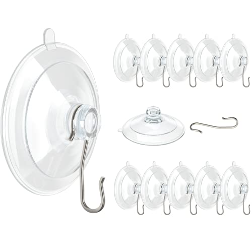 VIS'V Suction Cup Hooks, 1.77 Inch Small Window Suction Cups with Metal Hooks, Removable and Reusable, Clear, 12 Pcs - Image 1