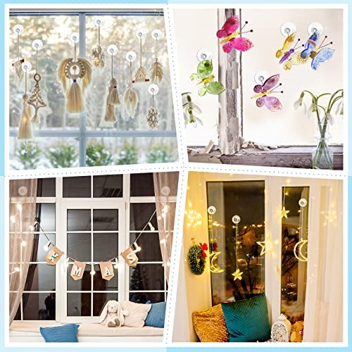 VIS'V Suction Cup Hooks, 1.77 Inch Small Window Suction Cups with Metal Hooks, Removable and Reusable, Clear, 12 Pcs - Image 2