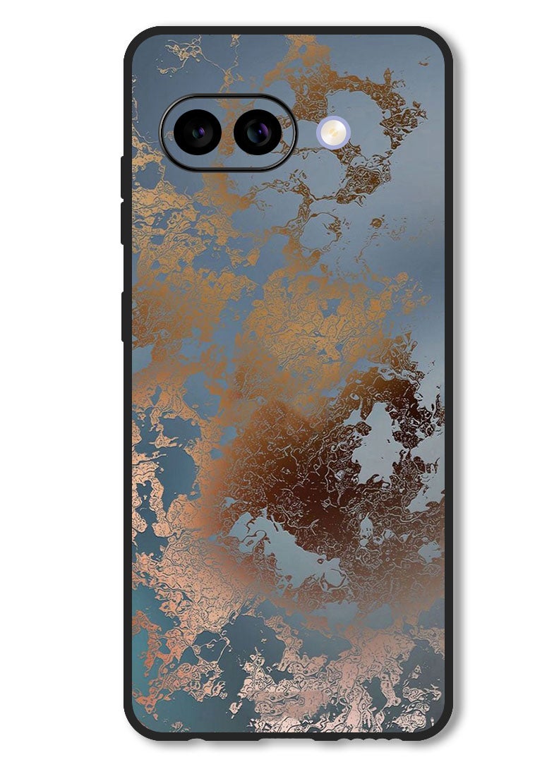 Theodor Case Compatible with Google Pixel 9A Protection Shockproof Bumper Cover Golden Grey Design - Image 1