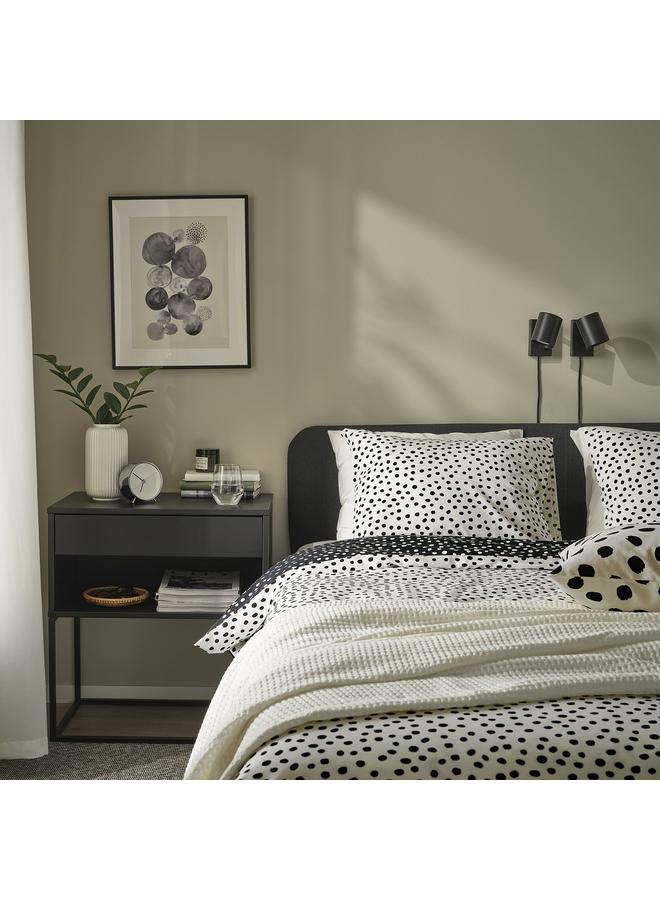 erorex Duvet cover and pillowcase, black white/dotted, 150x200/50x80 cm - Image 2