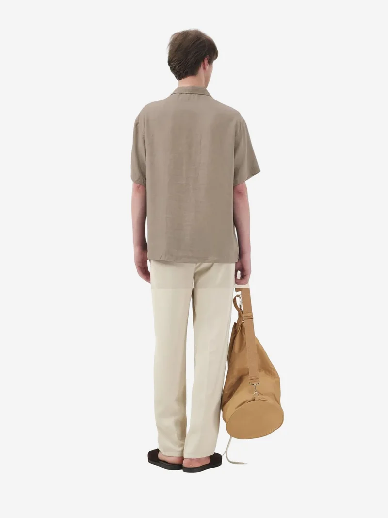 جيستو GIESTO Short Sleeve Linen Blended Shirt with Button Closure