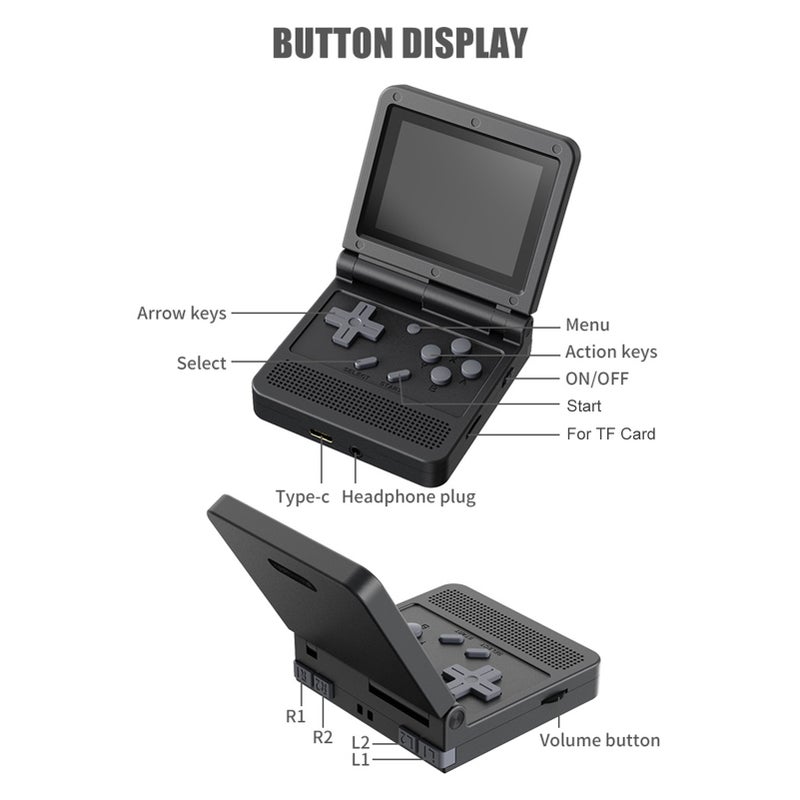 Handheld Game 3.0-inch IPS High-clear Screen Open Source Mini Folding Flap Game Console 15 Mainstream Emulators Rechargeable Long endurance Massive games Portable Gaming Player - Image 3