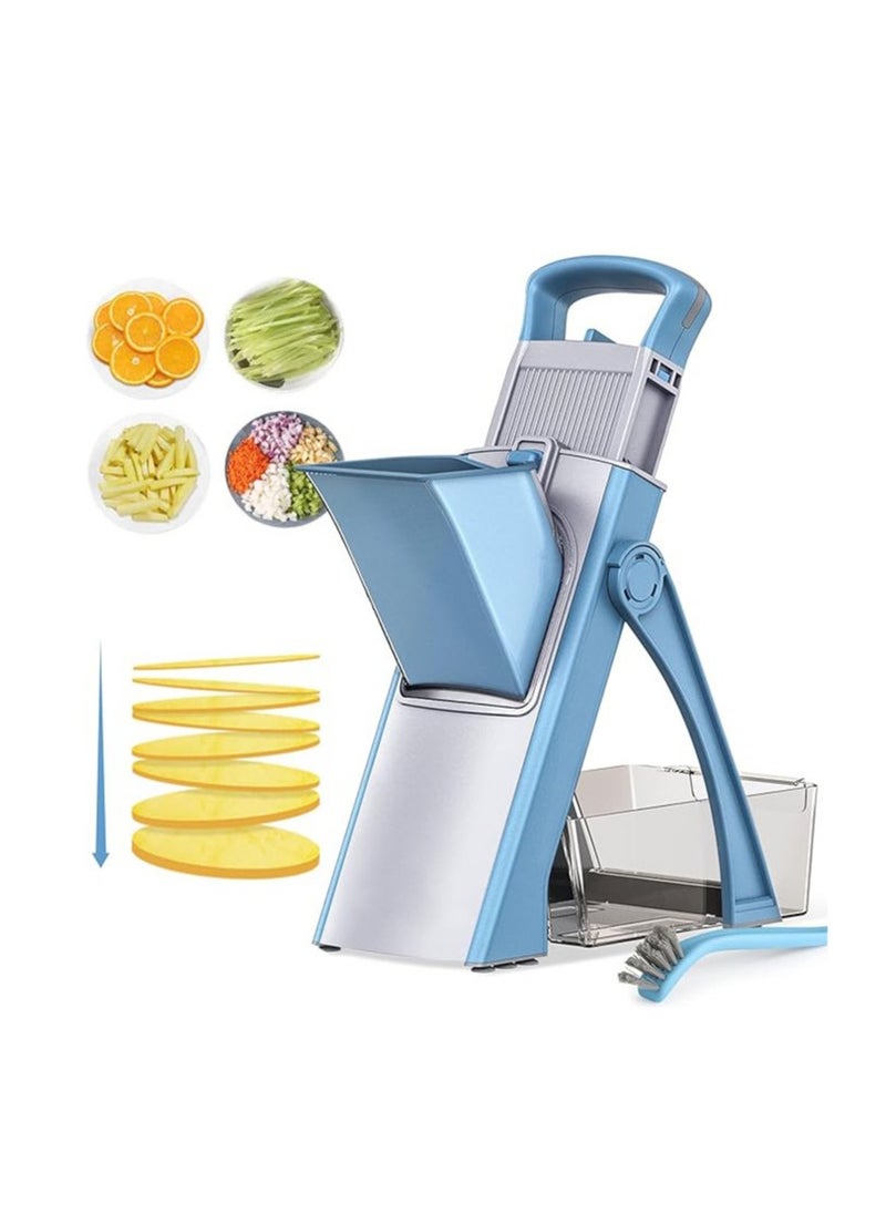 LENND Upgrade ，Biger Size, Adjustable Vegetable Food Chopper Potato Fries Cutter, Detachable Blade, Kitchen Chopping Artifact, Gift (SkyBlue)  - Image 1