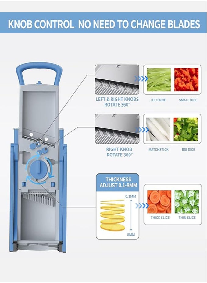 LENND Upgrade ，Biger Size, Adjustable Vegetable Food Chopper Potato Fries Cutter, Detachable Blade, Kitchen Chopping Artifact, Gift (SkyBlue)  - Image 3