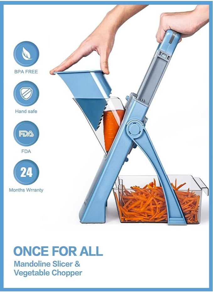 LENND Upgrade ，Biger Size, Adjustable Vegetable Food Chopper Potato Fries Cutter, Detachable Blade, Kitchen Chopping Artifact, Gift (SkyBlue)  - Image 2
