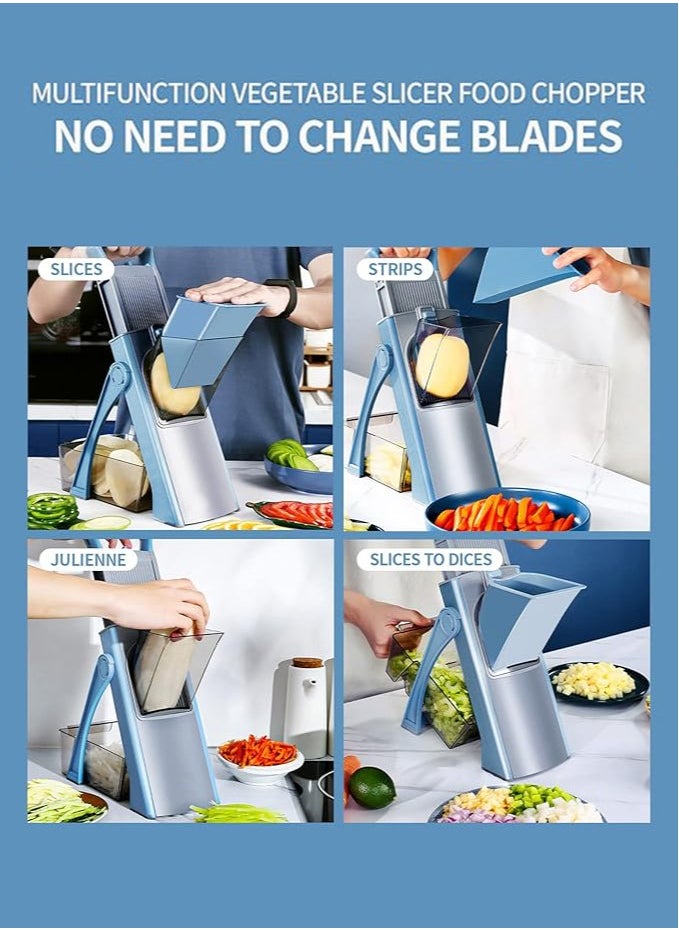 LENND Upgrade ，Biger Size, Adjustable Vegetable Food Chopper Potato Fries Cutter, Detachable Blade, Kitchen Chopping Artifact, Gift (SkyBlue)  - Image 4