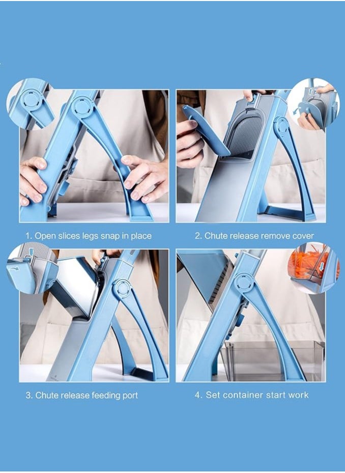 LENND Upgrade ，Biger Size, Adjustable Vegetable Food Chopper Potato Fries Cutter, Detachable Blade, Kitchen Chopping Artifact, Gift (SkyBlue)  - Image 5