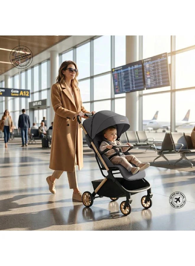 Neobreez Neobreez - NEOLITE Ultra-Lightweight Cabin Size Travel Stroller - Grey/Gold