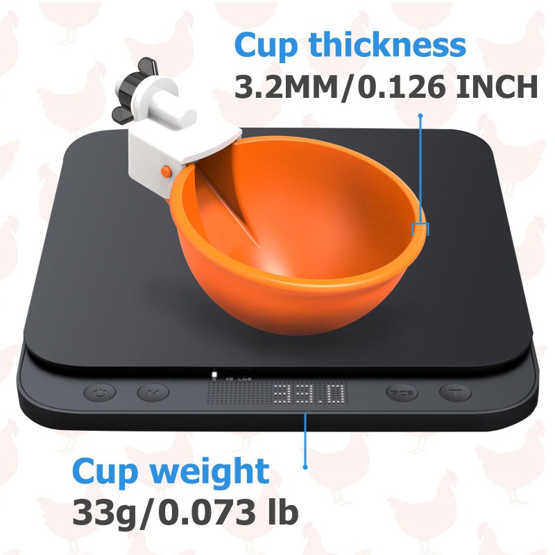 WORLEYX Large Automatic Chicken Waterer Cups with Inserts, Chicken Water Feeder Suitable for Chicks, Duck, Goose, Turkey and Bunny, DIY Poultry Water Feeder Kit (5 Pack-Orange) - Image 5