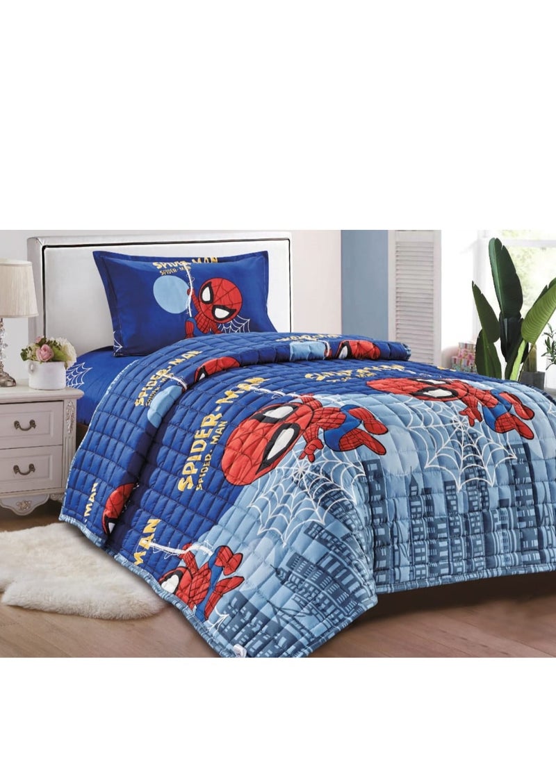 مفرش سرير نفر، طقم لحاف 3 قطع مضغوط برسوم اطفال، لحاف مقاس 160x210 سم مايكروفايبر - Image 1