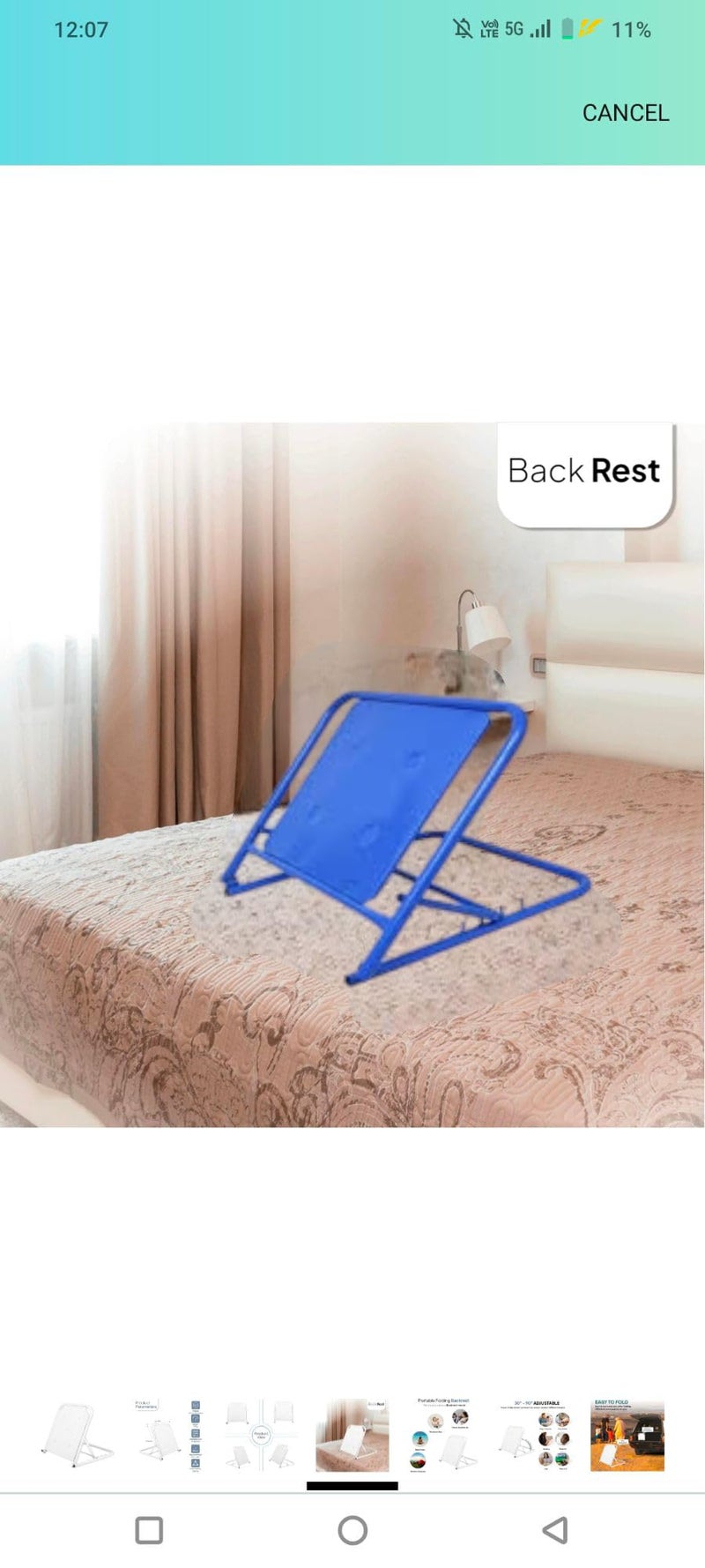 MADISON Adjuastable Hospital Metal Back Rest, Back Support for Patient, Ideal use at Home for bedridden Patient, Multifunction, Foldable & Portable - Image 5