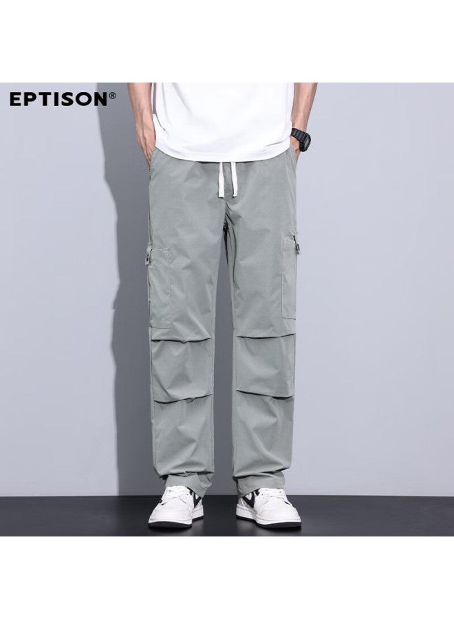EPTISON Yipintiancheng [Ice Silk Breathable] Casual Pants For Men, Summer Lightweight Trousers, Drawstring Straight-Leg Sports Cargo Casual Pants For Men - Image 1