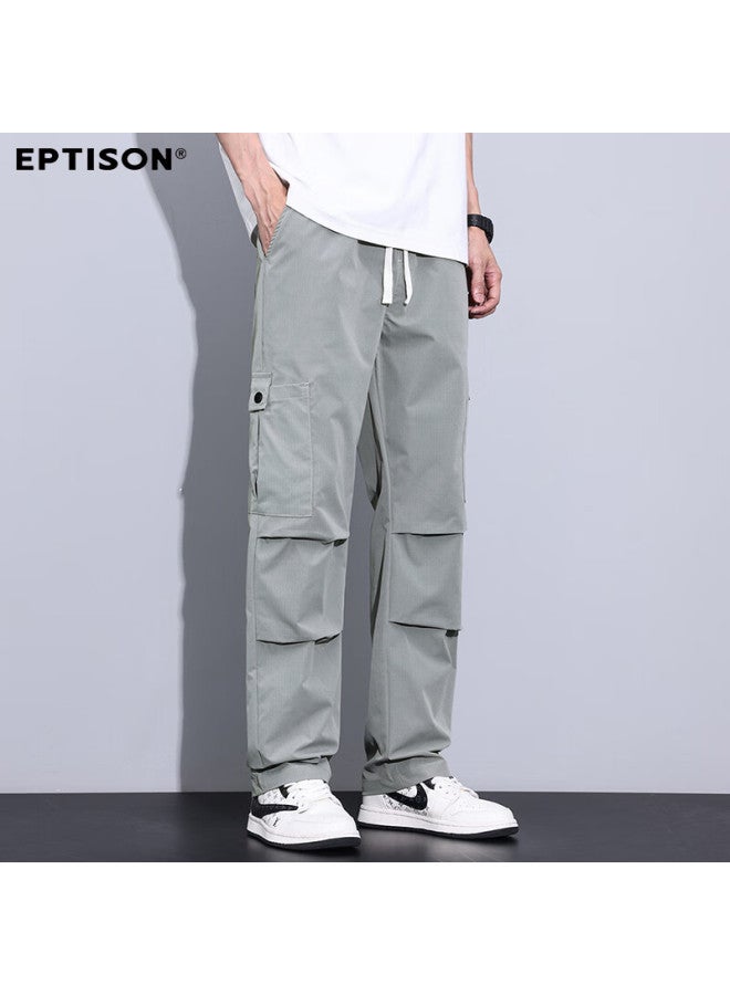 EPTISON Yipintiancheng [Ice Silk Breathable] Casual Pants For Men, Summer Lightweight Trousers, Drawstring Straight-Leg Sports Cargo Casual Pants For Men - Image 2