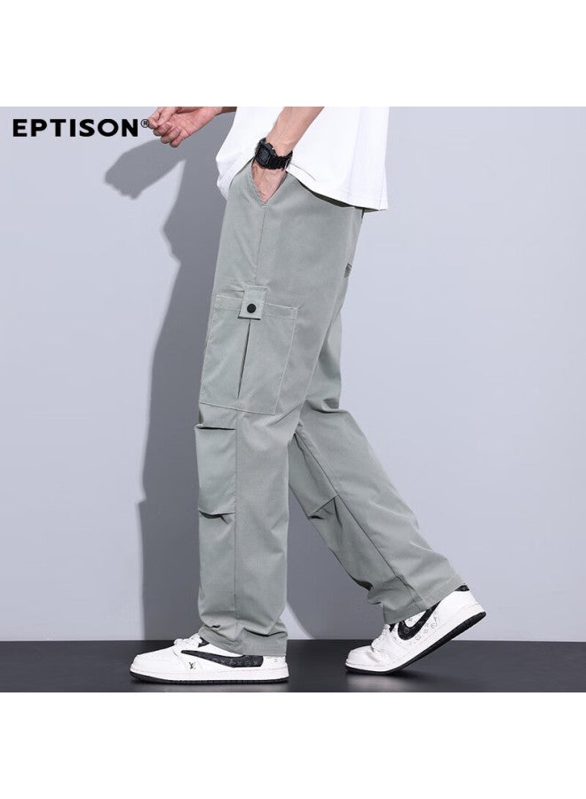 EPTISON Yipintiancheng [Ice Silk Breathable] Casual Pants For Men, Summer Lightweight Trousers, Drawstring Straight-Leg Sports Cargo Casual Pants For Men - Image 4