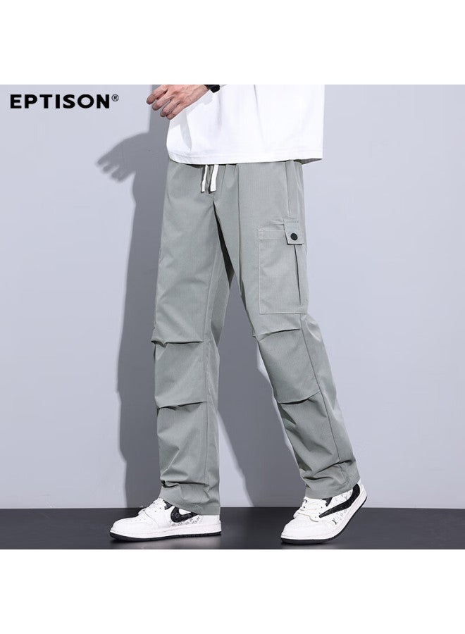 EPTISON Yipintiancheng [Ice Silk Breathable] Casual Pants For Men, Summer Lightweight Trousers, Drawstring Straight-Leg Sports Cargo Casual Pants For Men - Image 3
