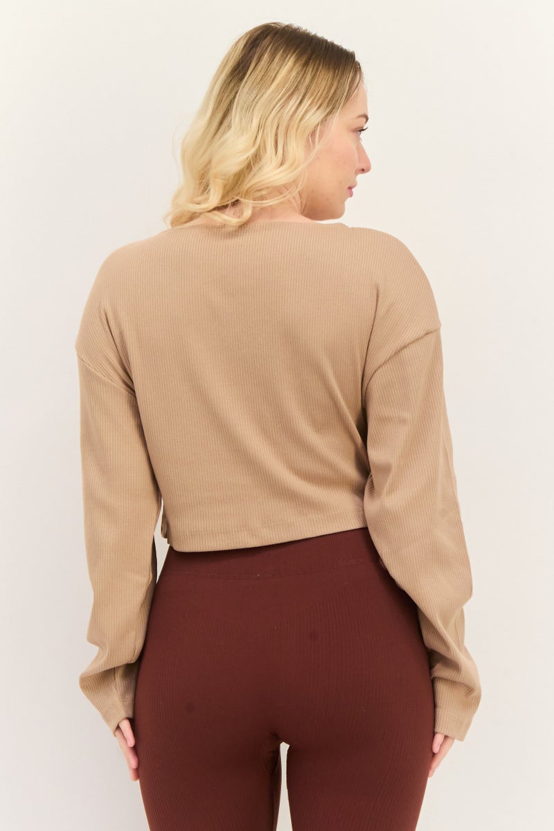 PUMA Women Sportswear Fit Long Sleeve Outdoor Top, Brown  - Image 4