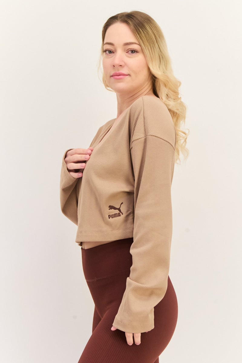 PUMA Women Sportswear Fit Long Sleeve Outdoor Top, Brown  - Image 3