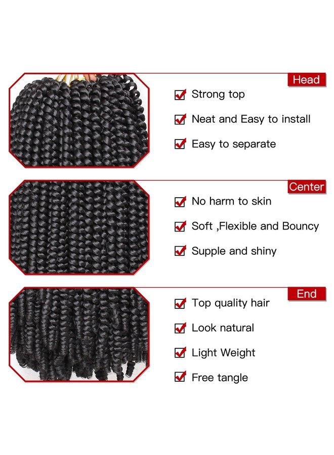 Xtrend 12 Inch 7 Packs Spring Twist Crochet Braids Hair For Butterfly Faux Locks Short Crochet Hair Synthetic Braiding Hair Extensions For Woman (1B) - Image 4