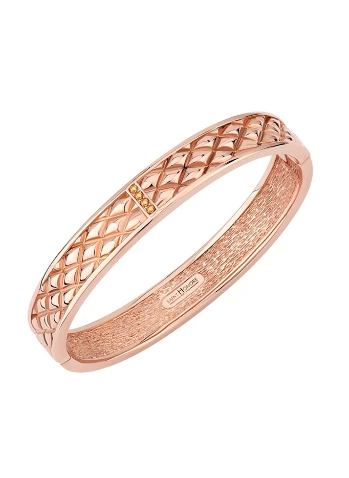 Saint Honore Paris Buffle Bay Rose Gold Opera Bangle with Yellow Crystal for Women's