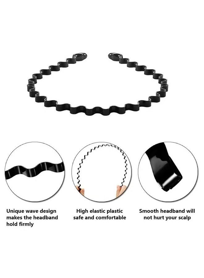Super ZYouth 5 Pieces Metal Headbands Wavy Hairband Spring Hair Hoop Sports Fashion Hair Bands Unisex Black Elastic Non Slip Simple Headwear Accessories - Image 4