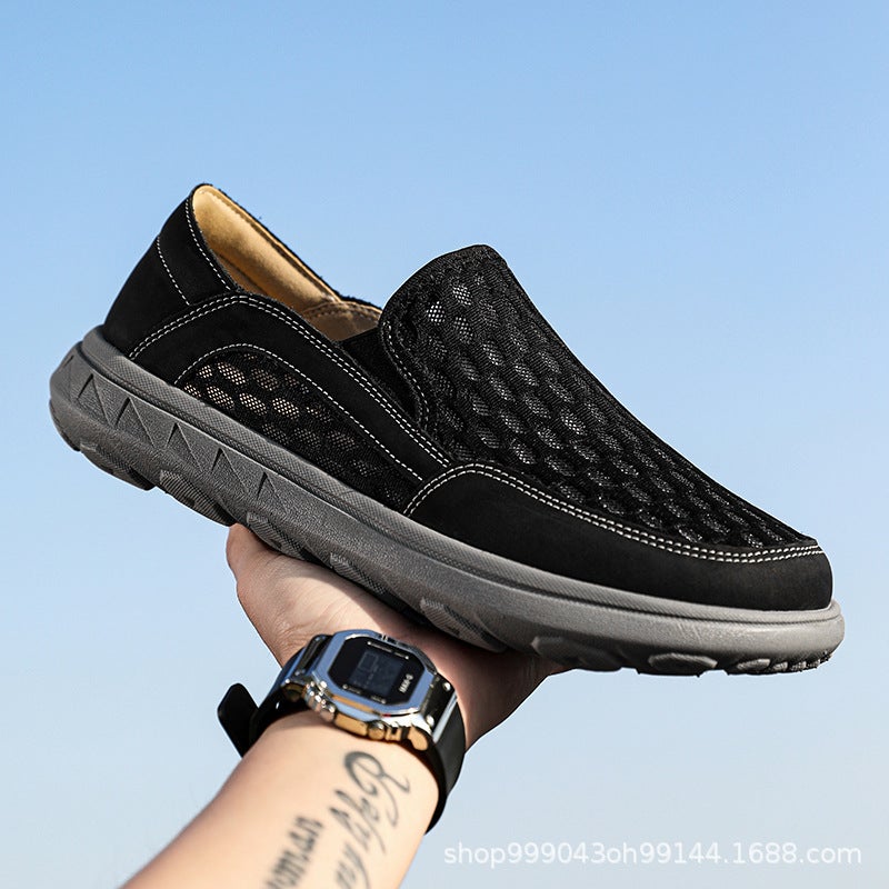 Summer Breathable Mesh Shoes For Men, Lightweight Slip-On Mesh Shoes, Slip-On Slip-Ons, Non-Stinky Feet, Large Size - Image 4
