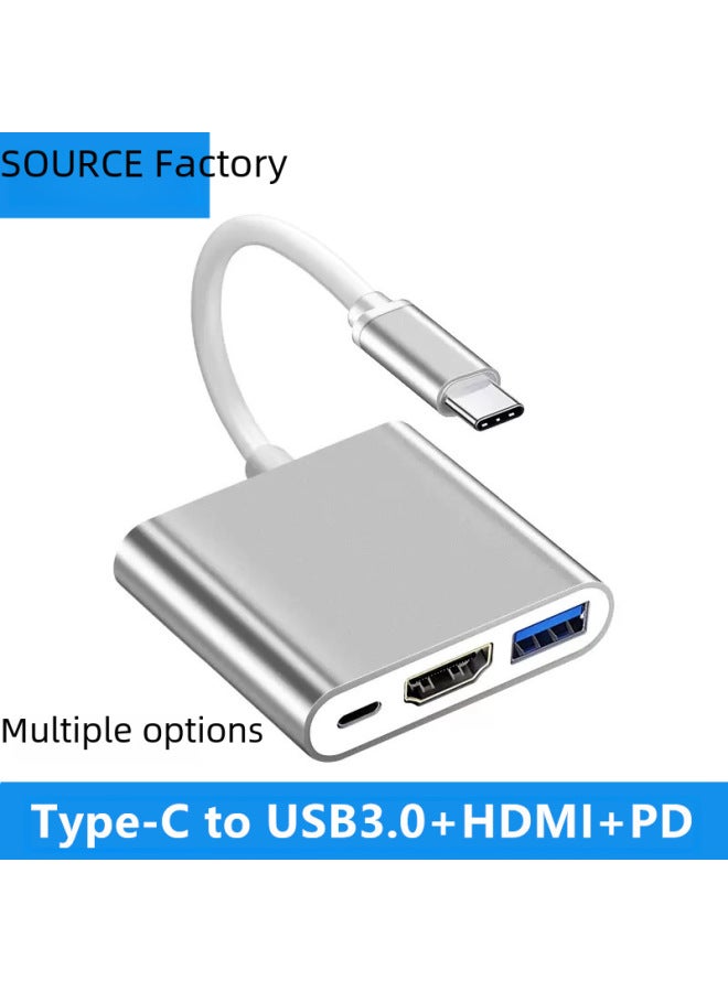 Neutral Usb C Expansion Dock Type C Laptop Splitter Hub Hub Multi-function Three-in-one Docking Station - Image 2