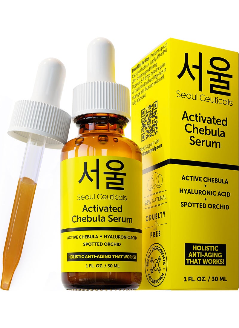 seoulceuticals SeoulCeuticals Chebula Active Serum for Face - Korean Skin Care Anti Aging Natural K Beauty Skincare With Hyaluronic Acid + Spotted Orchid for Healthy, Youthful Glowing Skin 1oz 