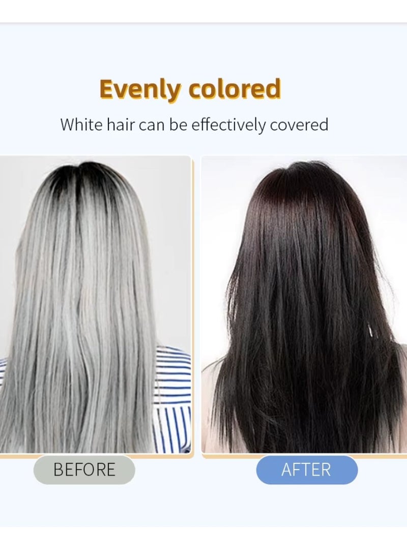 Carthaea 500ml Dark Brown Hair Dye Shampoo Grey and White Hair Coverage Hair Color Shampoo for Women and Men Long Lasting Deeply Nourishing and Anti Hair Fall Hair Color Shampoo Herbal Hair Dye Shampoo - Image 2