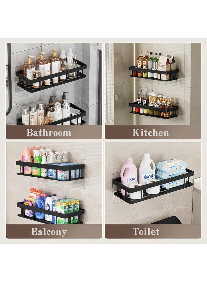 Eworld 2pcs Wall-Mounted Bathroom Shelf, Adhesive Shower Rack – No Drill, Rustproof Storage Organizer for Bathroom, Toilet & Kitchen Essentials - Image 5