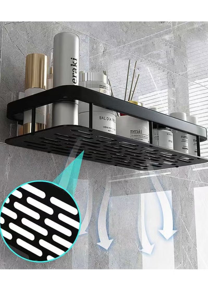 Eworld 2pcs Wall-Mounted Bathroom Shelf, Adhesive Shower Rack – No Drill, Rustproof Storage Organizer for Bathroom, Toilet & Kitchen Essentials - Image 2