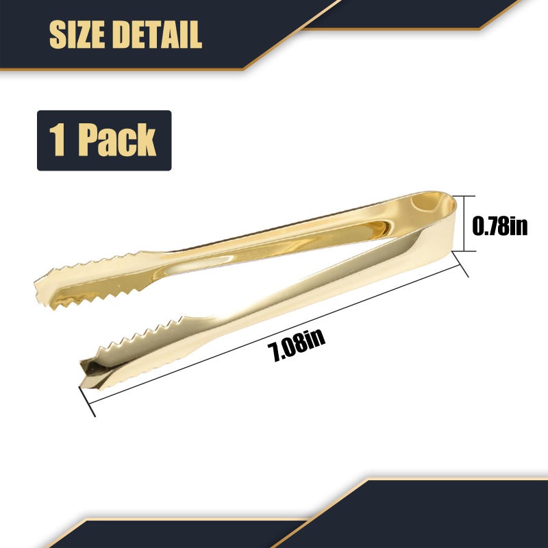 WAFJAMF WAFJAMF Ice Tongs for Ice Bucket,7 Inch Bar Serving Tong, 304 Stainless Steel,-Gold Plated-for Party Kitchen Restaurant  - Image 5