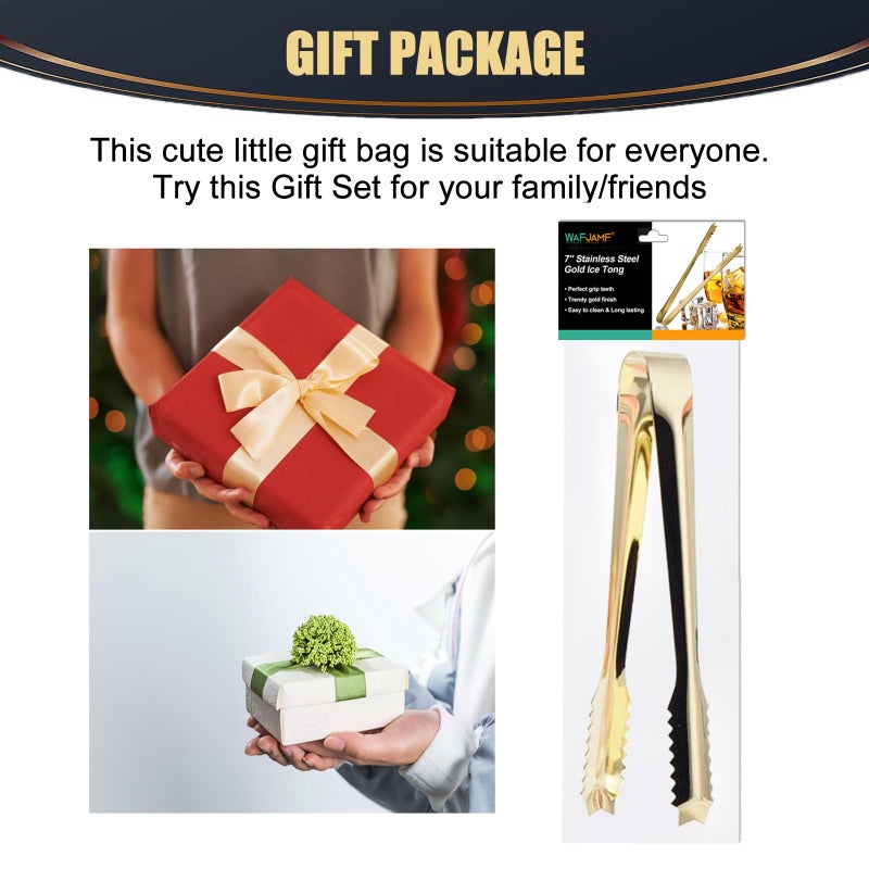 WAFJAMF WAFJAMF Ice Tongs for Ice Bucket,7 Inch Bar Serving Tong, 304 Stainless Steel,-Gold Plated-for Party Kitchen Restaurant  - Image 4