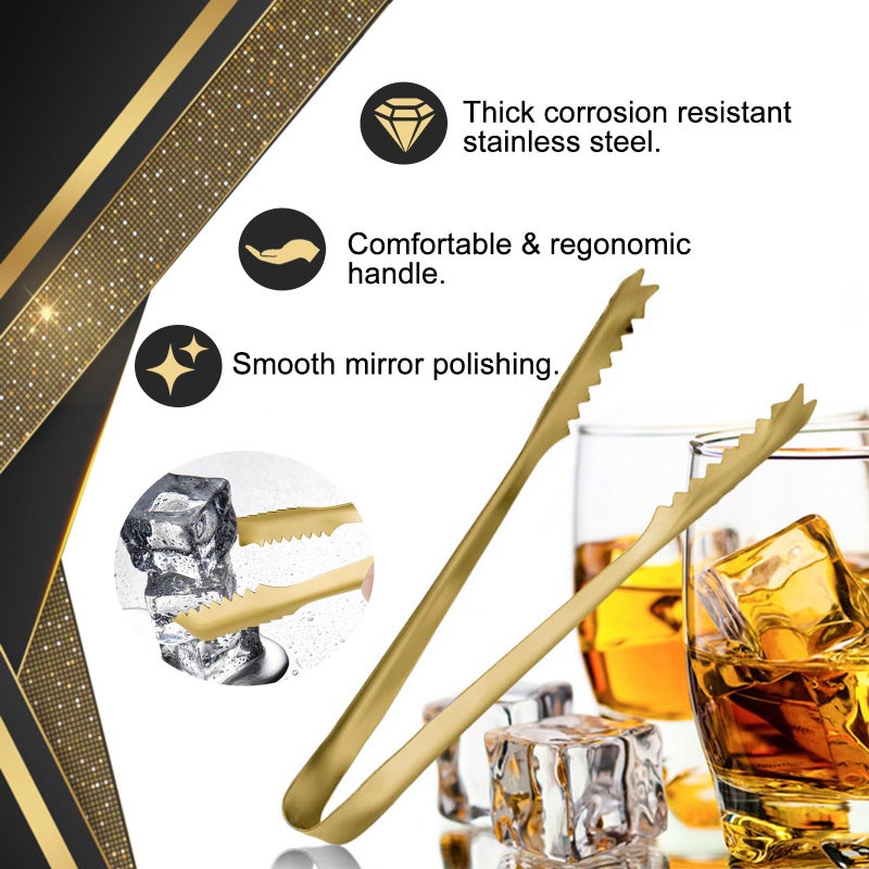 WAFJAMF WAFJAMF Ice Tongs for Ice Bucket,7 Inch Bar Serving Tong, 304 Stainless Steel,-Gold Plated-for Party Kitchen Restaurant  - Image 3