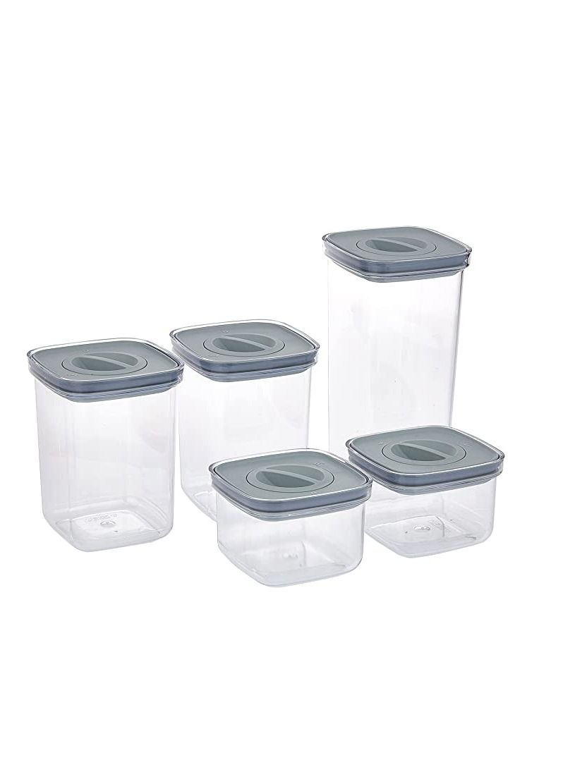 منظمات - مانعة للتسرب - مجموعة من 5 أوعية تخزين طعام لتنظيم المطبخ ، مجموعة حاويات بلاستيكية منعشة محكمة الغلق للسائل ومحكم الإغلاق بغطاء فراغ - حاوية تخزين خالية من مادة BPA - Image 1
