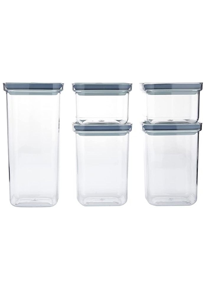 منظمات - مانعة للتسرب - مجموعة من 5 أوعية تخزين طعام لتنظيم المطبخ ، مجموعة حاويات بلاستيكية منعشة محكمة الغلق للسائل ومحكم الإغلاق بغطاء فراغ - حاوية تخزين خالية من مادة BPA - Image 2