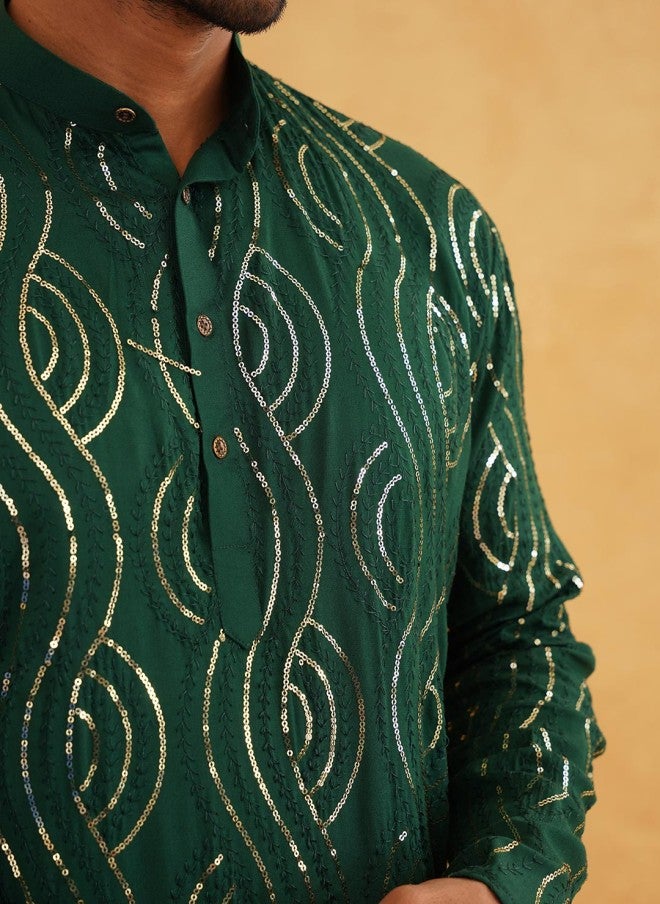 Sojanya Quirky Embroidered Sequinned Cotton Kurta for Men - Image 2