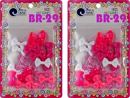 Tara Girls Self Hinge Plastic Bow Hair Barrettes Selection Pack Of 2 (BR29) - Image 1
