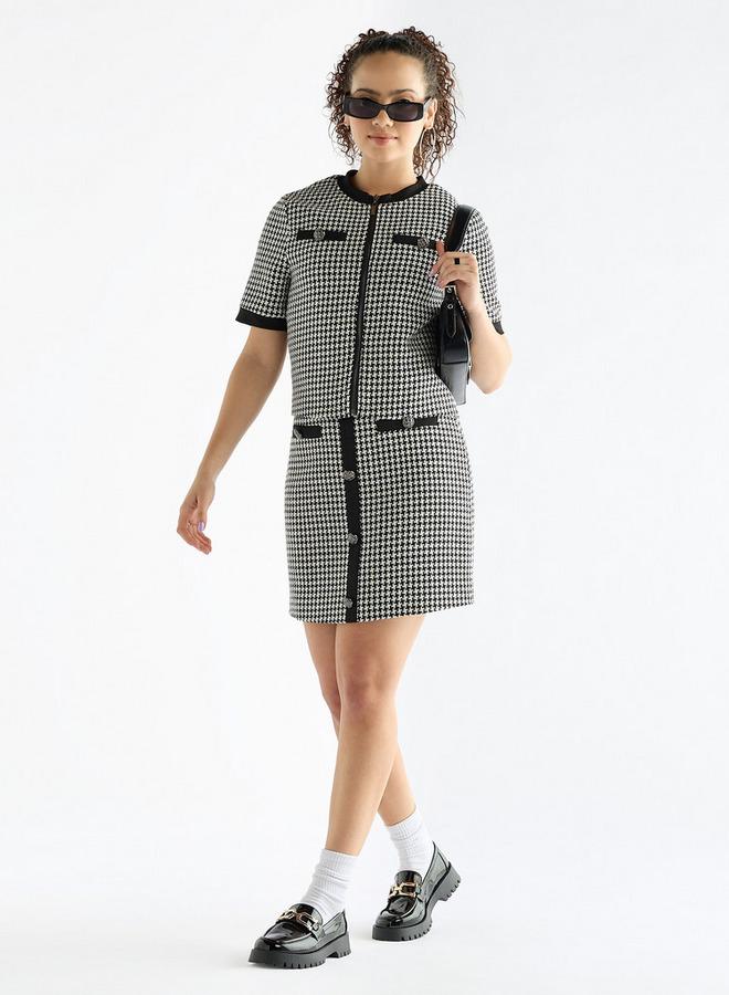 Splash FAV Textured Mini Skirt with Button Detail - Image 2