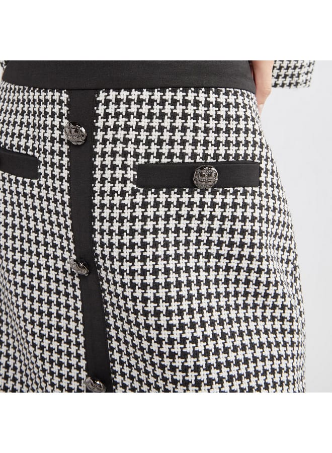 Splash FAV Textured Mini Skirt with Button Detail - Image 4