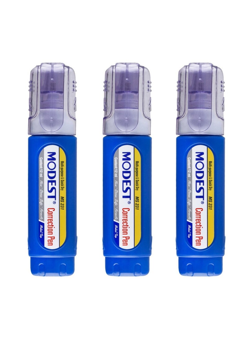 3-Piece Quick Dry Correction Pen