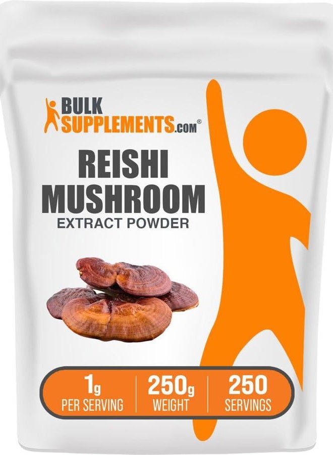 BulkSupplements .com مسحوق مستخلص فطر الريشي - غانوديرما لوسيدوم، مكمل فطر الريشي - مسحوق فطر الريشي، خالي من الغلوتين، 1000 ملغ لكل حصة، 250 غ (8.8 أونصة) (عبوة من 1) - Image 1