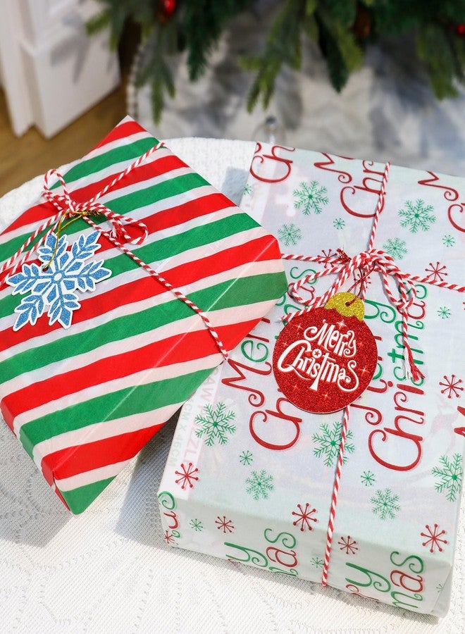 POPGIFTU Large Christmas Gift Tags – 80 Pcs Glitter Paper Hanging Name Labels with String, 20 Assorted Designs for Xmas Present Wrapping, Holiday Party & Craft Favors - Image 3