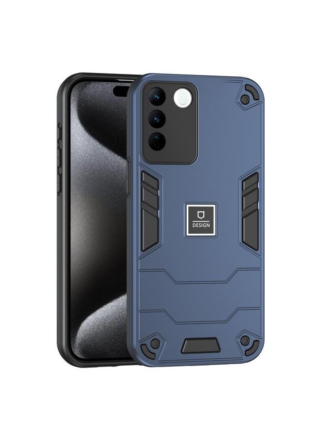 Generic - For V27/V27 PRO/S16/S16 PRO 2 in 1 Shockproof Phone Case(Blue) - Image 1