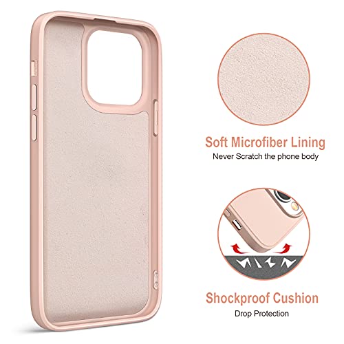 Hython for iPhone 13 Pro Case with Ring Stand [360° Rotatable Ring Holder Magnetic Kickstand] [Soft Microfiber Lining] Slim Shockproof Rubber Protective Phone Case Cover for Women, Pink Sand - Image 3